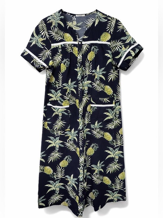 Ekouaer Dresses & Skirts - Ekouaer Tropical Pineapple House Dress Muumuu Snap Front Pockets Cotton Small